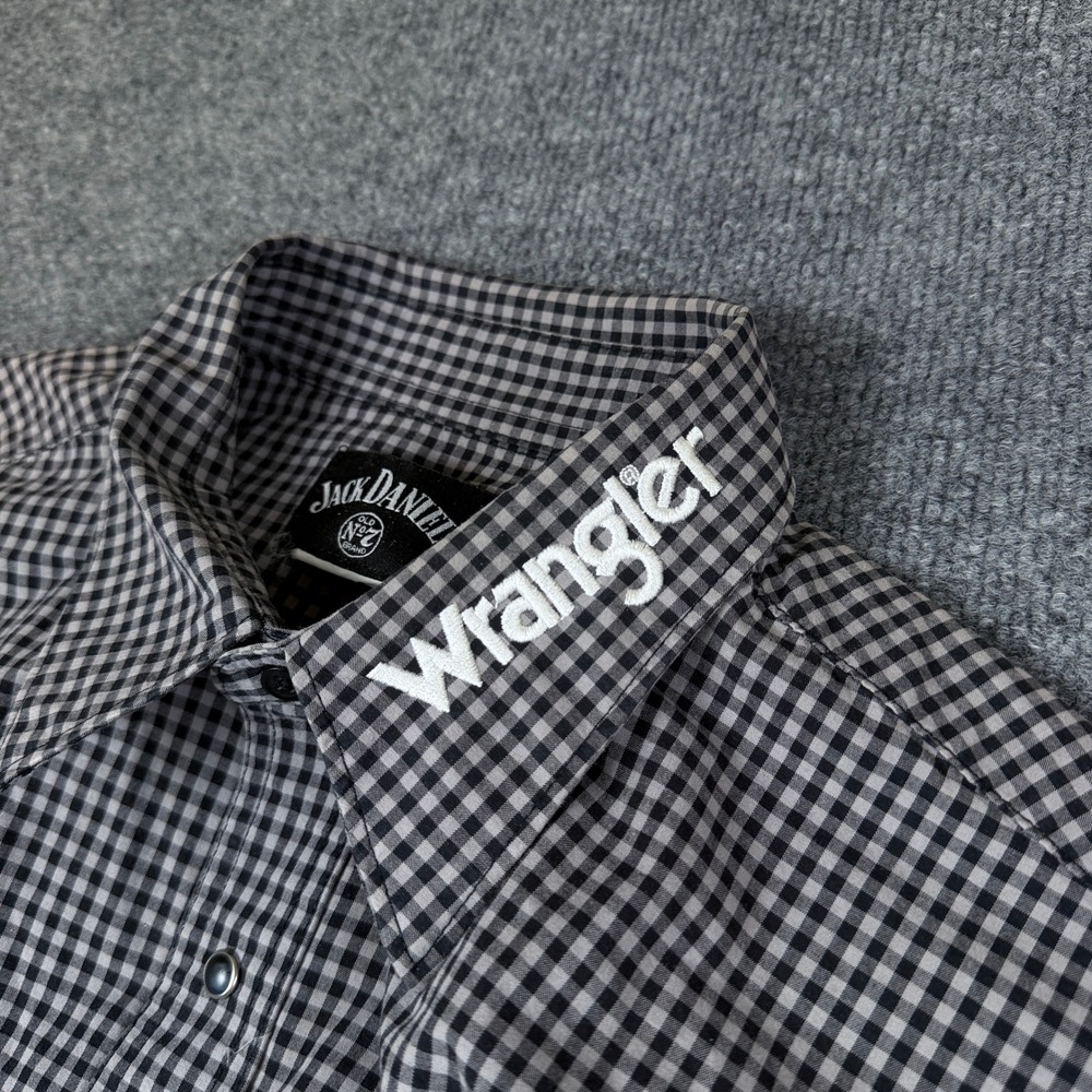 Wrangler Jack Daniels Whiskey Shirt Mens Xl Gray Long Sleeve Western Pearl Snap View 4